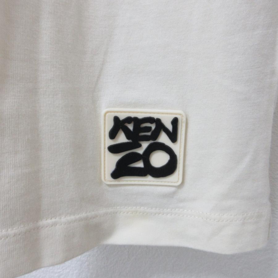 KENZO ケンゾー 浮世絵プリント バックリボン 半袖 ロングカットソー チュニック ワンピース サイズXS アイボリー レディース 古着 中古 USED KENZO（ケンゾー） 浮世絵プリント バックリボン 半袖 ロング