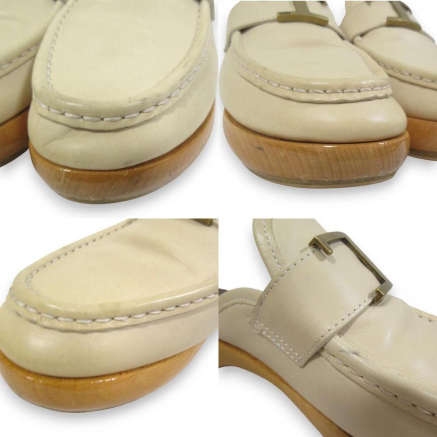 良品 Tod's トッズ Tタイムレス レザー ミュール サボサンダル 36 約