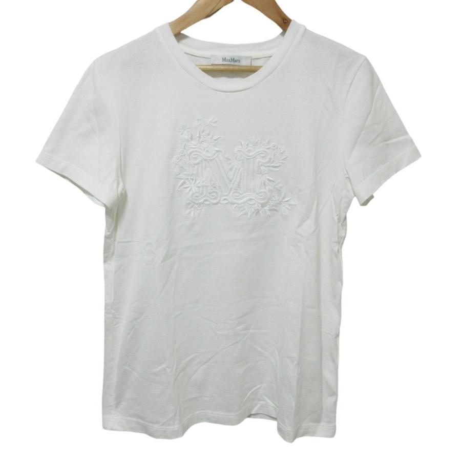 マックスマーラ 刺繍デザイン ロゴTシャツ ホワイト レディース MAX
