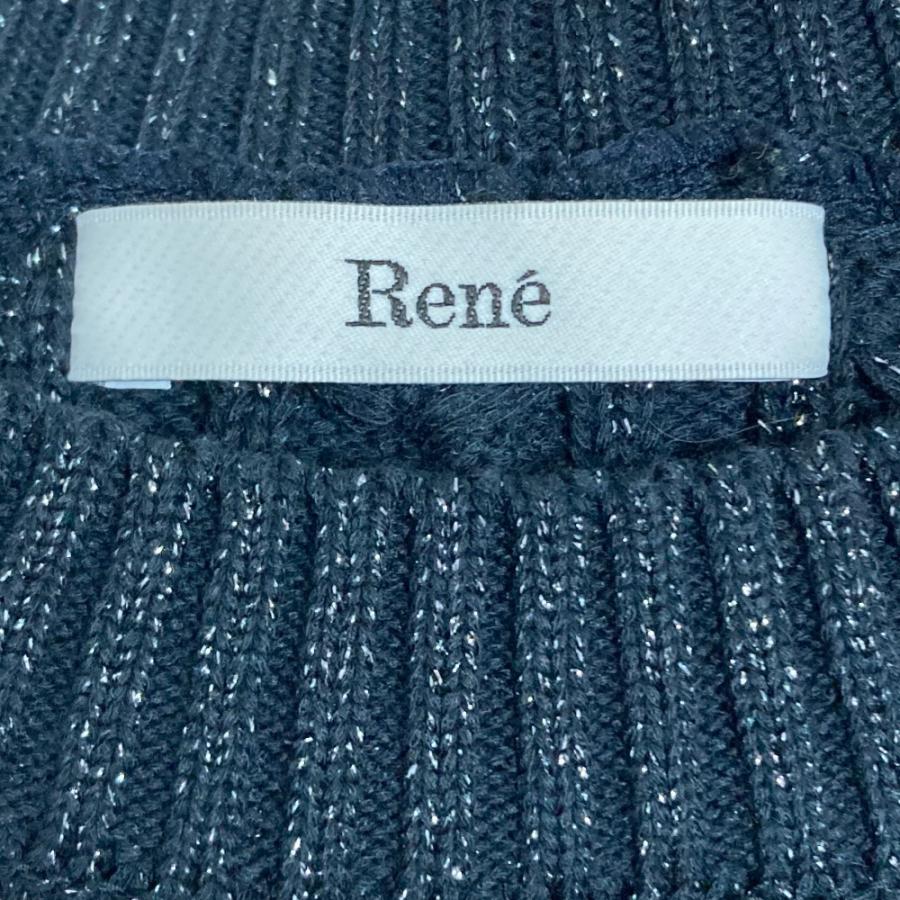美品 24SS Rene ルネ フリルデザイン ノースリーブケーブルニット サイズ36 ネイビー レディース 古着 中古 USED Rene（ルネ） 美品 24SS Rene フリルデザイン ノースリーブケーブル