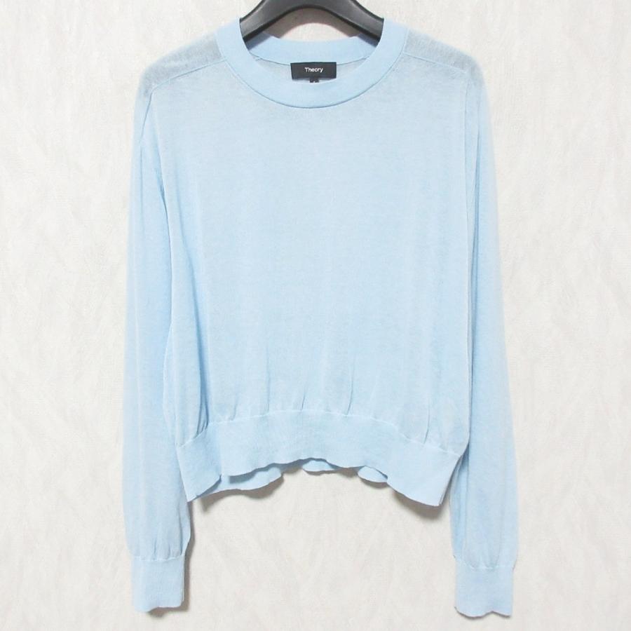 Theory セオリー ニット・セーター S 水色 【古着】【中古】 theory（セオリー） 美品 24SS Theory AIRY COTTON CROPPED CN PO J