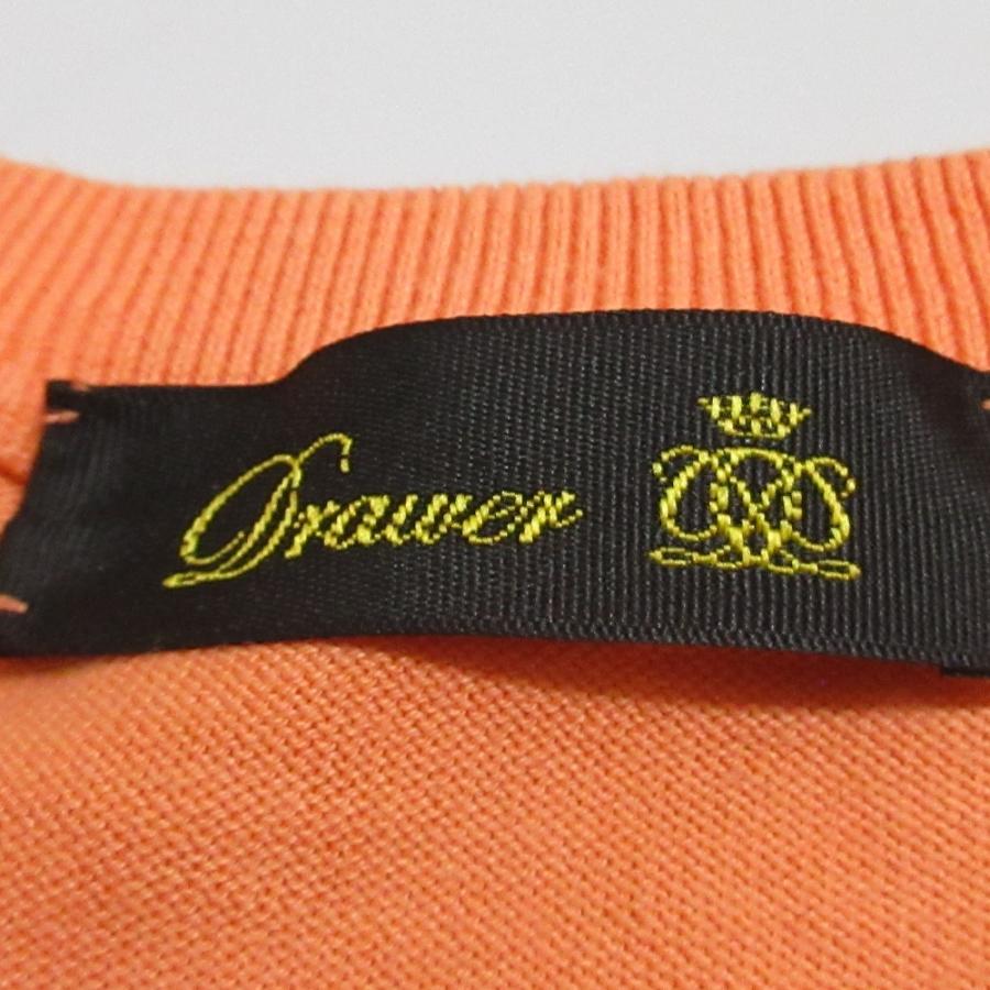 DRAWER（ドゥロワー） 良品 コットン100％ 16G天竺編み ロゴ刺 