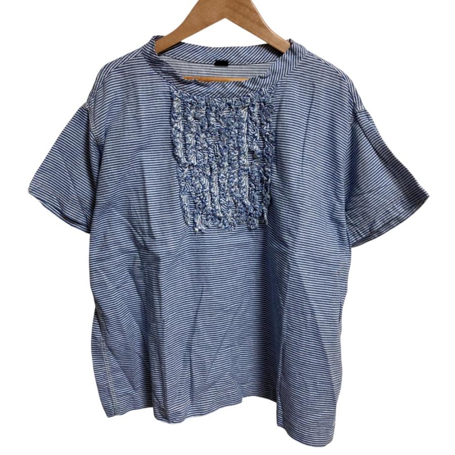 美品 45R フォーティファイブアール ヒッコリーのフリルTシャツ  