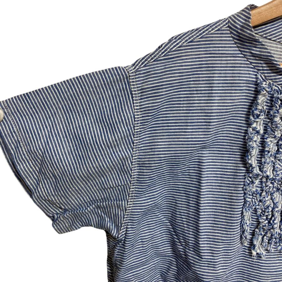 美品 45R フォーティファイブアール ヒッコリーのフリルTシャツ  