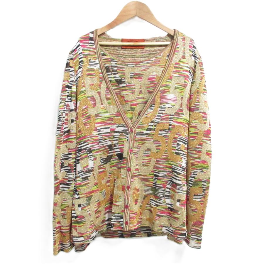 良品 MISSONI ミッソーニ 50th ジャガード カットソー カーディガン アンサンブルニット サイズL マルチカラー レディース 古着 中古 USED MISSONI（ミッソーニ） 良品 50th ジャガード カットソー カーディガン