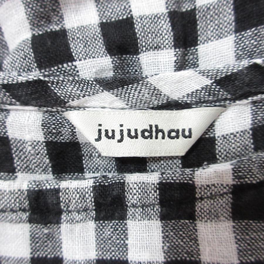 美品 jujudhau ズーズーダウ ギンガムチェック柄 七分袖 リネン巾着