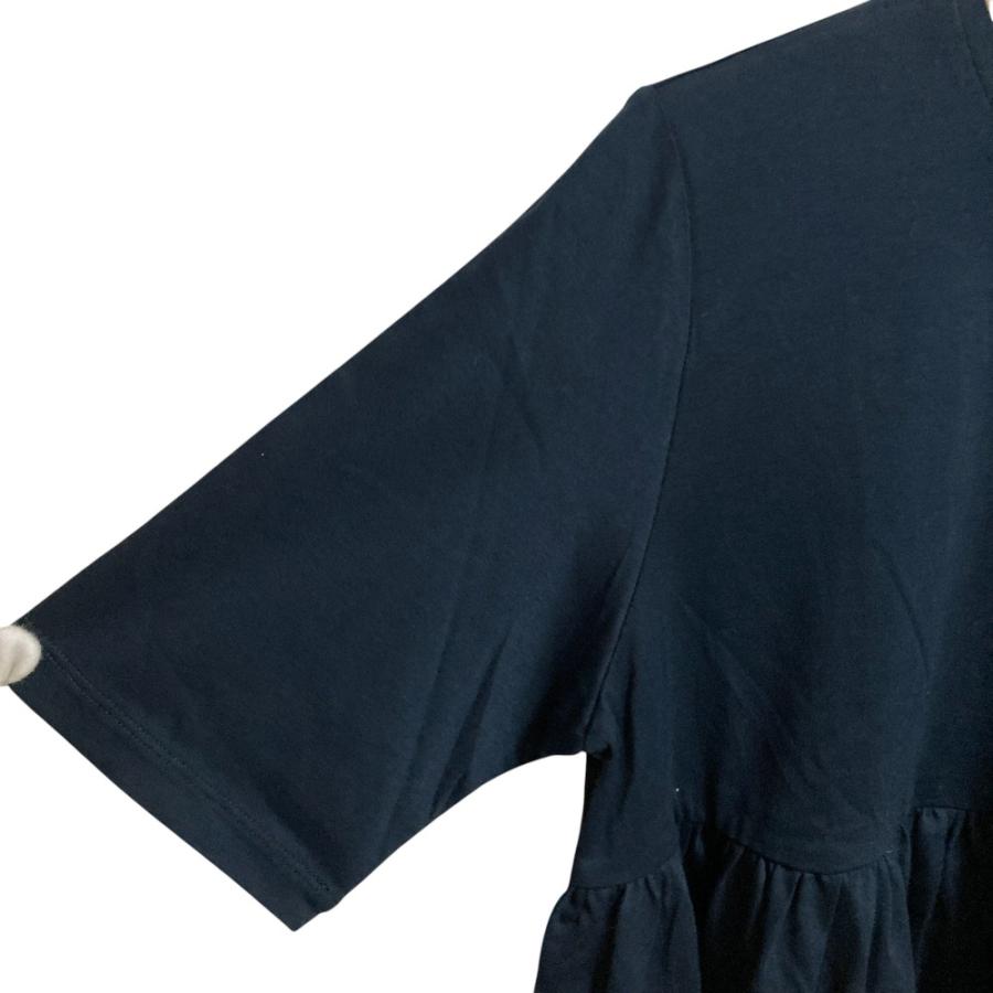 美品 24SS yori ヨリ フレアギャザーカットソー YR11-24123SM サイズF ネイビー レディース 古着 中古 USED Yori 美品 24SS yori ヨリ フレアギャザーカットソー YR11-24123SM