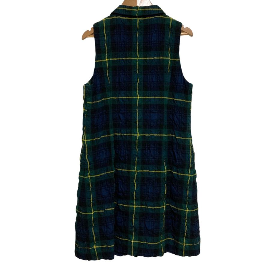 Yorklandヨークランド正統派チェックワンピース9号Mサイズ 美品 YORKLAND ヨークランド チェック柄 シワ加工 ノースリーブ ひざ丈