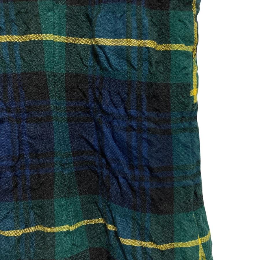 美品 YORKLAND ヨークランド チェック柄 シワ加工 ノースリーブ ひざ丈