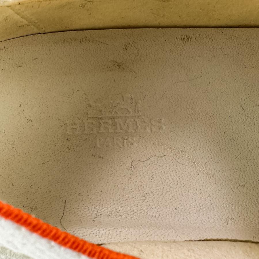 良品 HERMES エルメス クルー ニット スニーカー サイズ38 24.5cm相当 ホワイト レディース 古着 中古_8
