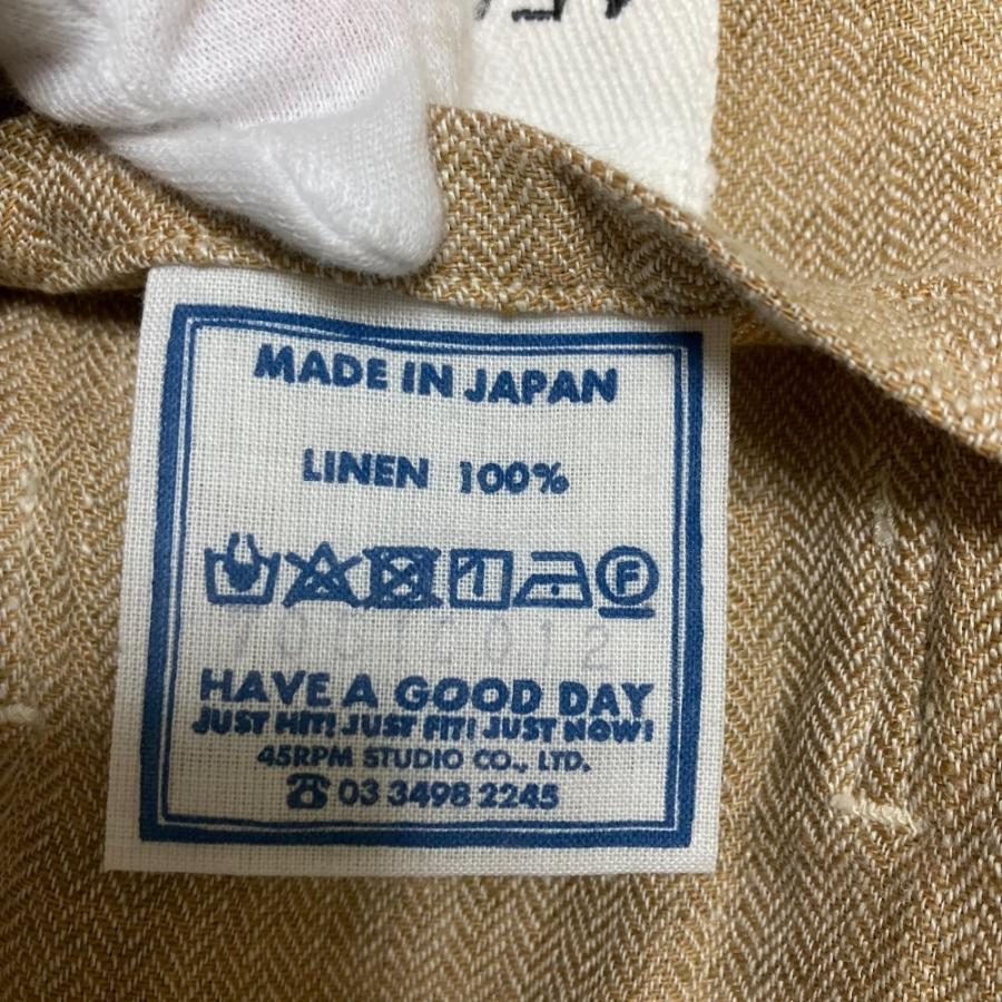 美品 45R フォーティファイブアール インド リネンヘリンボンのシャツ 