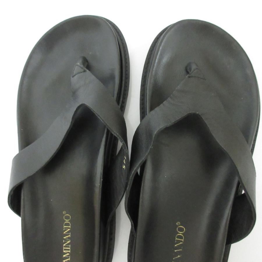 【新品未使用】CAMINANDO レザー トング サンダル 黒 25.0 CAMINANDO（カミナンド） 美品 THONG SLIDES レザー トングサンダル