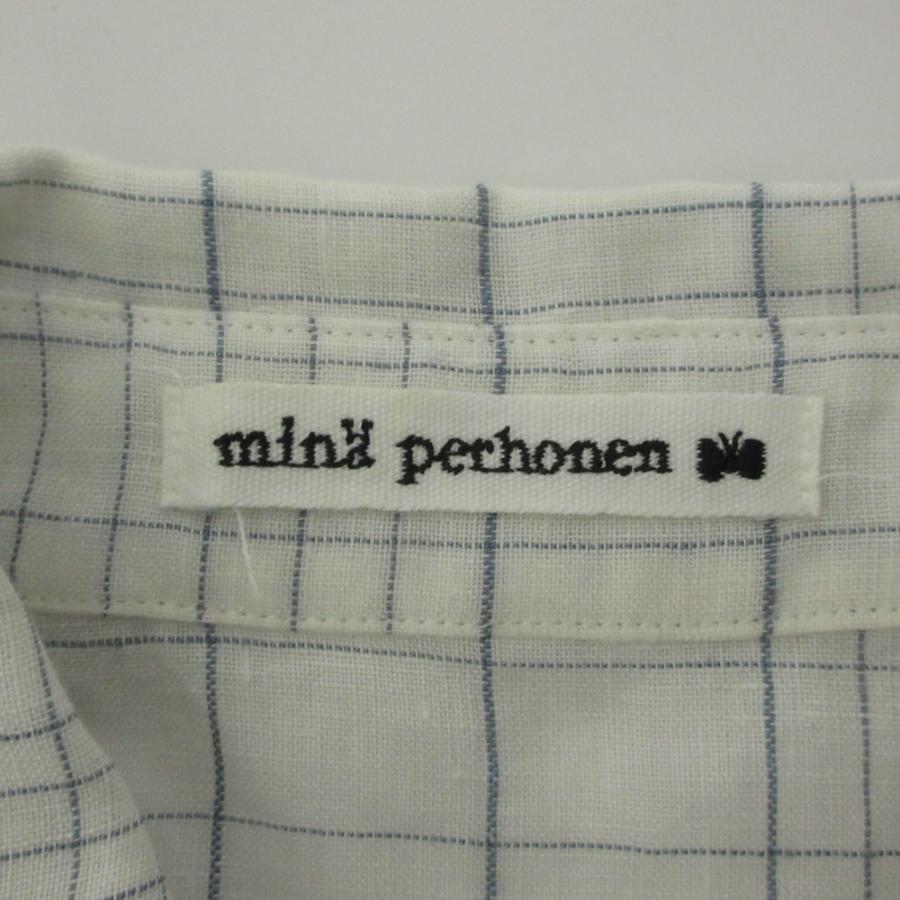 良品 mina perhonen ミナペルホネン cahier 半袖 リネンシルク シャツ ブラウス 38 ホワイト レディース 古着 中古 USED mina perhonen（ミナペルホネン） 良品 cahier 半袖 リネンシルク
