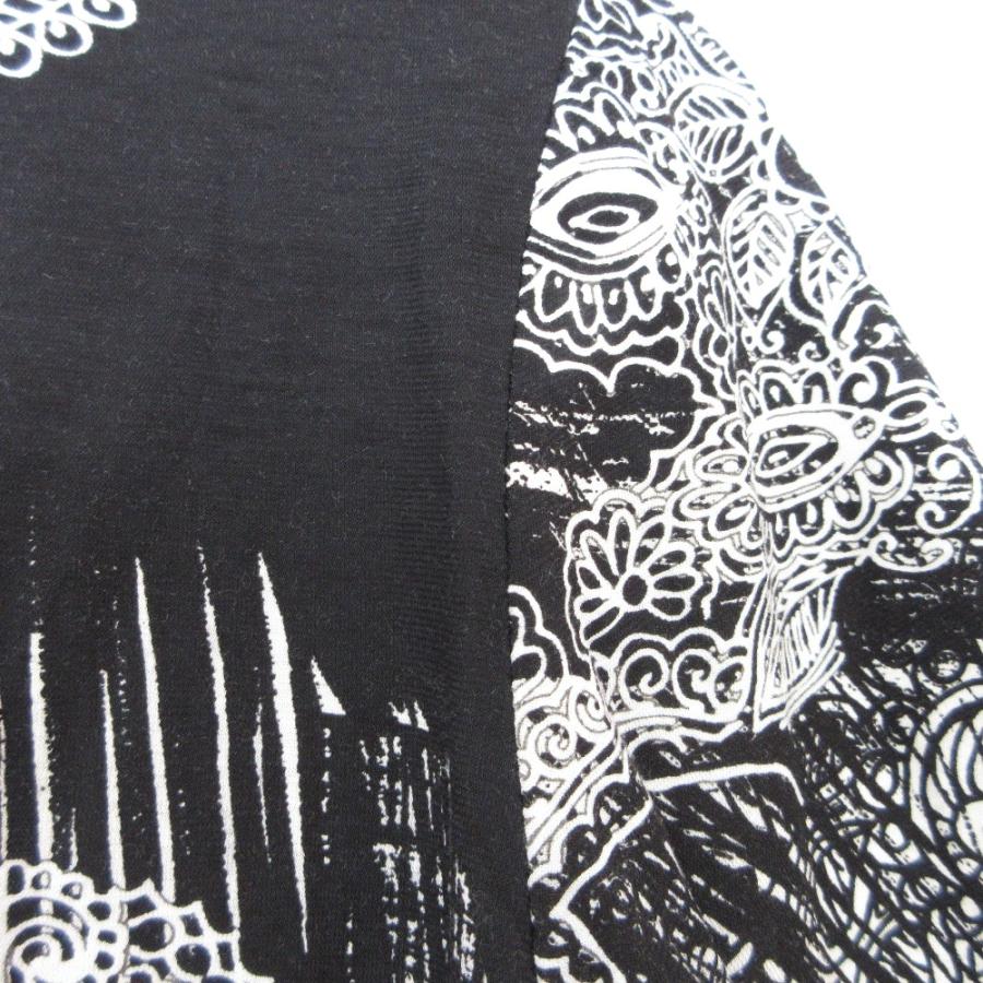 良品 LEONARD レオナール プリント ショートスリーブ カットソー Tシャツ プルオーバー 42 ブラック レディース 古着 中古 USED LEONARD - 良品 LEONARD レオナール プリント ショートスリーブ