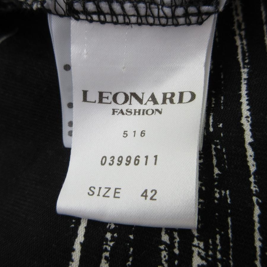 良品 LEONARD レオナール プリント ショートスリーブ カットソー Tシャツ プルオーバー 42 ブラック レディース 古着 中古 USED LEONARD - 良品 LEONARD レオナール プリント ショートスリーブ