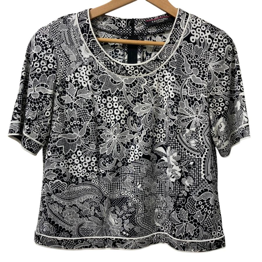 美品❢レオナール　半袖　花柄　LEONARD　カンカン素材 LEONARD（レオナール） 美品 カンカン フラワープリント ショート