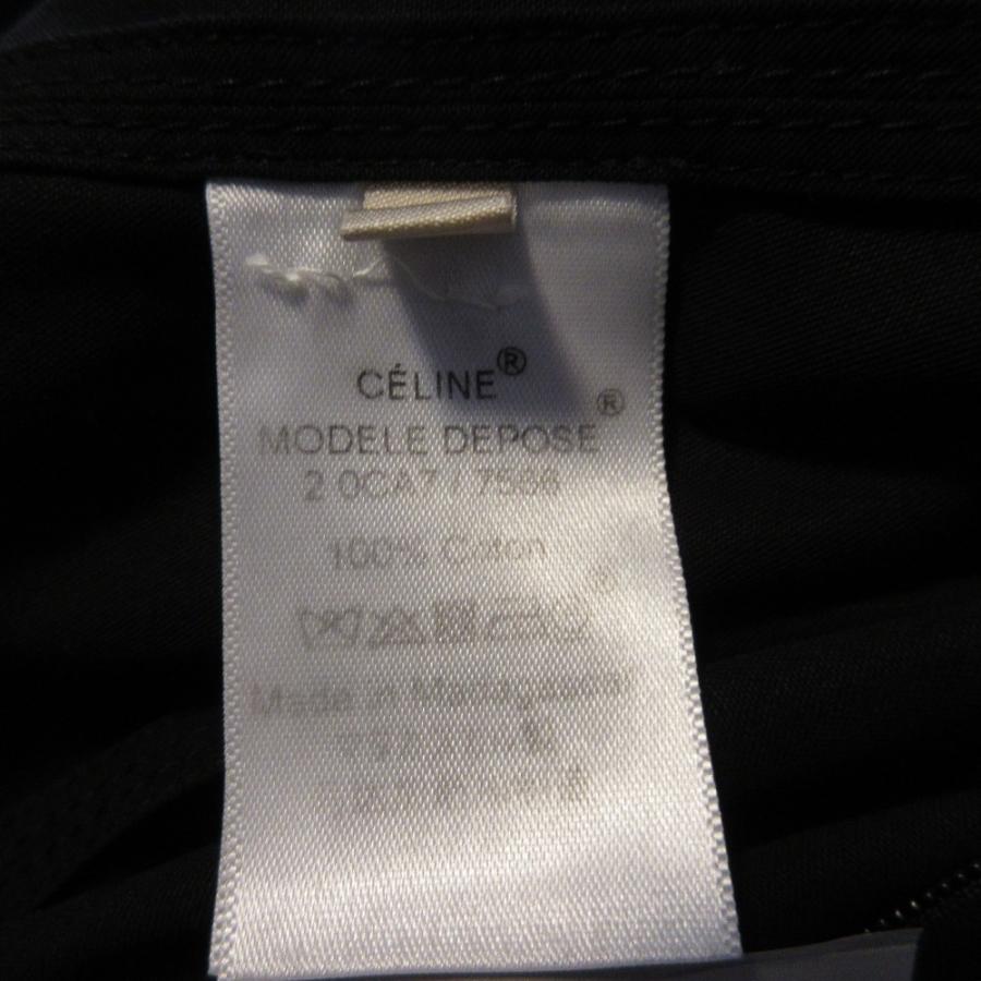 美品 CELINE セリーヌ フィービー期 ショートパフスリーブ バックファスナーブラウス カットソー 36 ブラック  レディース 古着 中古 USED CELINE - 美品 CELINE セリーヌ フィービー期 ショートパフスリーブ
