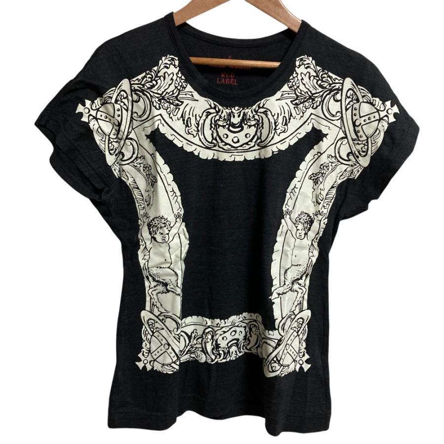Vivienne Westwood RED LABEL ヴィヴィアンウエストウッド レッドレーベル サティア プリント Tシャツ ブラック レディース 古着 中古 USED Vivienne Westwood red label RED LABEL ヴィヴィアンウエストウッド