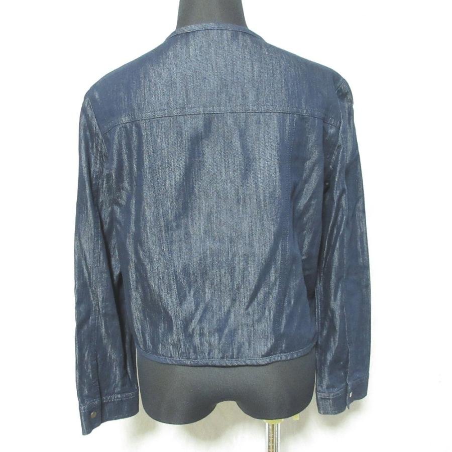 【極美品】アナイ デニム ノーカラージャケット シルク混 ジップアップ 38 ANAYI（アナイ） 美品 デニムライク ノーカラージャケット 38