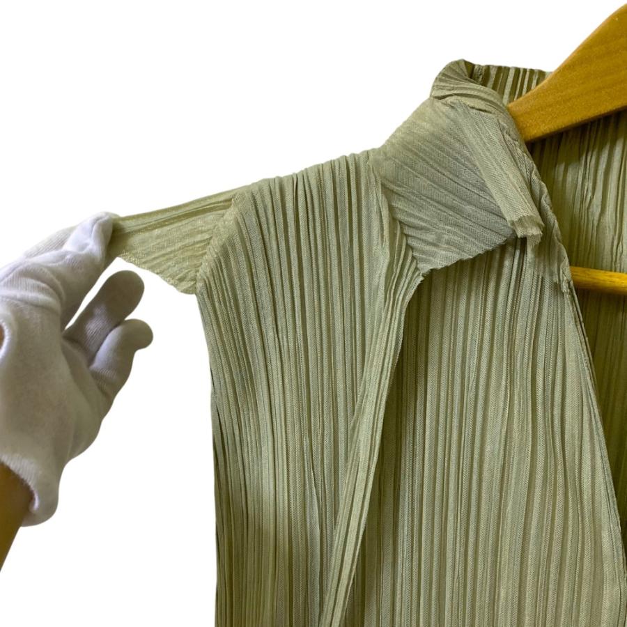 美品プリーツプリーズノースリーブ シャツワンピース PLEATS PLEASE（プリーツ プリーズ） 美品 PLEATS PLEASE ISSEY MIYAKE