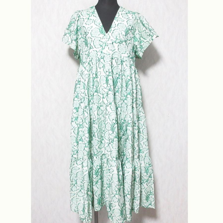 オブリ obli グリーンジャガードワンピース グリーンジャガード