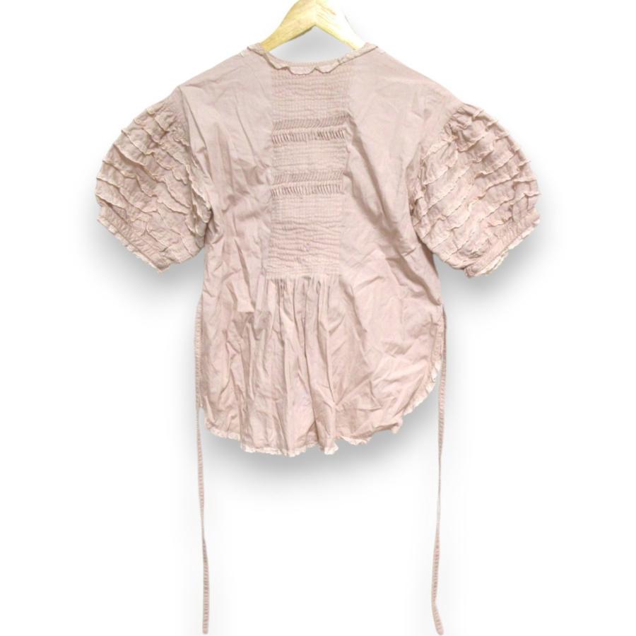 美品 WONDERFUL WORLD ワンダフルワールド リボン レース フリル 半袖 ブラウス カットソー ピンク レディース 古着 中古 USED 美品 WONDERFUL WORLD ワンダフルワールド リボン レース フリル 半袖