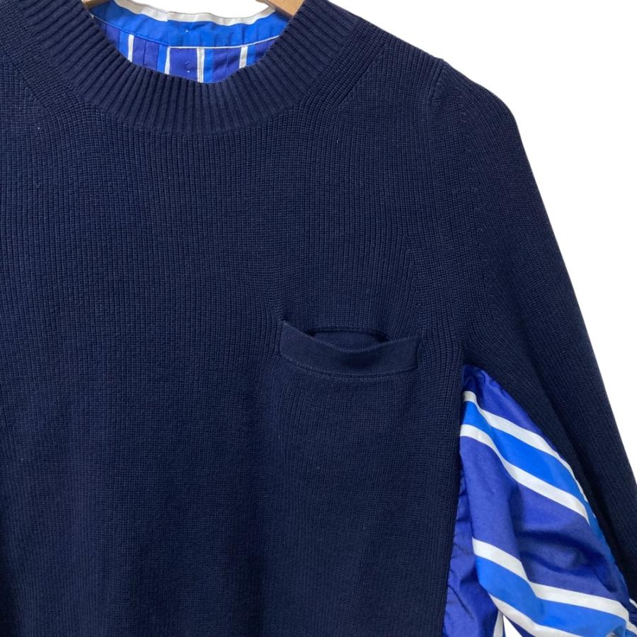 美品 sacai サカイ バックプリーツ コットンポプリン ドッキング ブラウス 20-05037 サイズ1 ネイビー レディース 古着 中古 USED sacai（サカイ） 美品 バックプリーツ コットンポプリン ドッキング