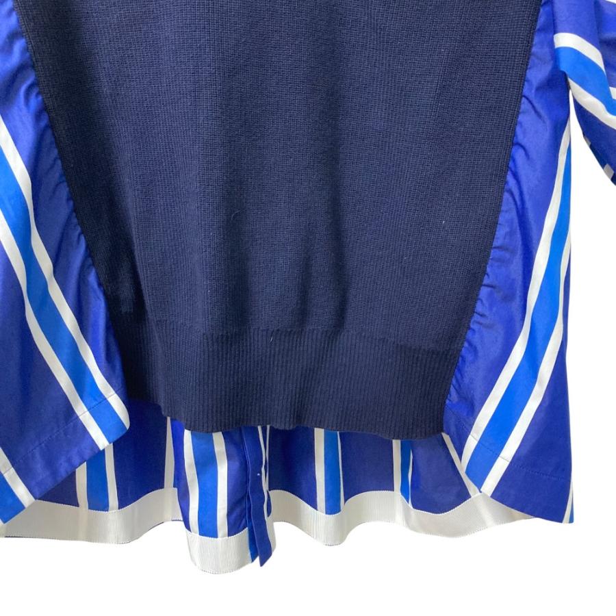 美品 sacai サカイ バックプリーツ コットンポプリン ドッキング ブラウス 20-05037 サイズ1 ネイビー レディース 古着 中古 USED sacai（サカイ） 美品 バックプリーツ コットンポプリン ドッキング