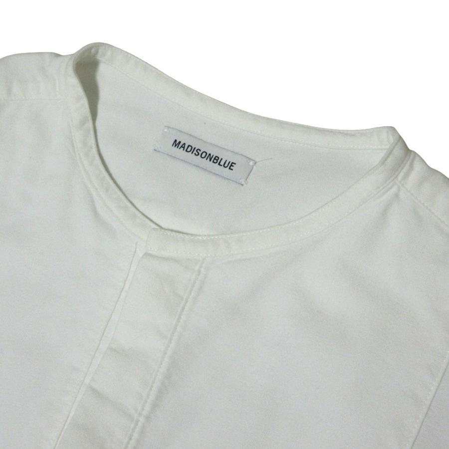 良品 マディソンブルー NO COLLAR LONG SH OX ノーカラー オックスフォードシャツ MB241-5006 サイズS ホワイト レディース 古着 中古 USED MADISONBLUE - 良品 マディソンブルー NO COLLAR LONG SH OX ノー
