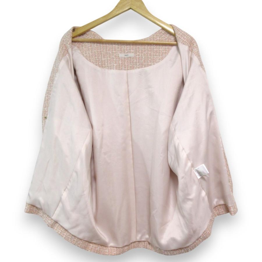 yori ミックスツイードジャケット ピンク 美品 Yori 美品 23SS yori ヨリ ミックスツイードジャケット サイズF ピンク