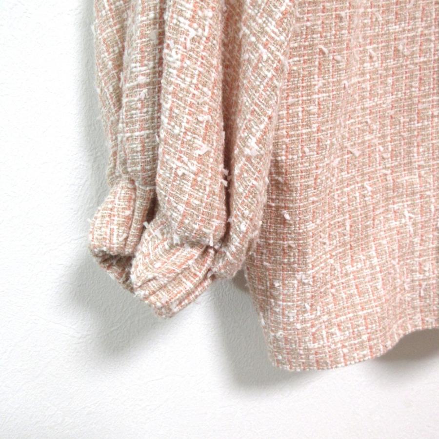 yori ミックスツイードジャケット ピンク 美品 Yori 美品 23SS yori ヨリ ミックスツイードジャケット サイズF ピンク
