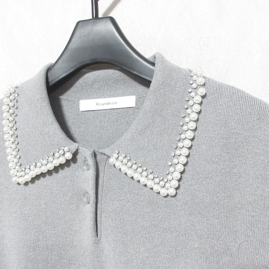 美品 25SS Rirandture リランドチュール パールカラーポロニット 85155530 2 グレー レディース 古着 中古 USED Rirandture（リランドチュール） 美品 25SS Rirandture パールカラー