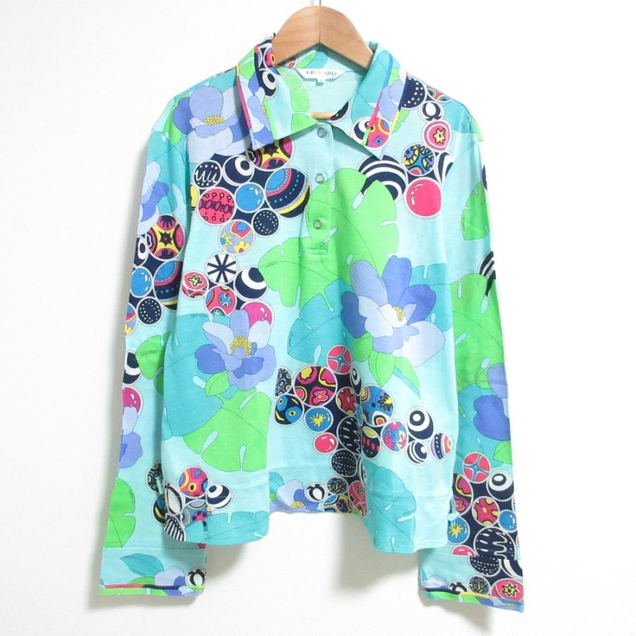 ✨希少✨LEONARD SPORT フラワープリント ロングスリーブ ポロシャツ LEONARD SPORT 美品 レオナールスポーツ フラワープリント ロング