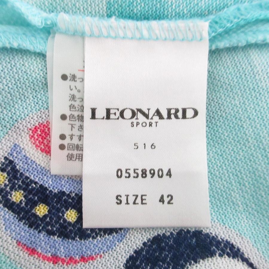 美品 LEONARD SPORT レオナールスポーツ フラワープリント ロングスリーブポロシャツ サイズ40 ネイビー レディース 古着 中古 USED LEONARD SPORT 美品 レオナールスポーツ フラワープリント ロング