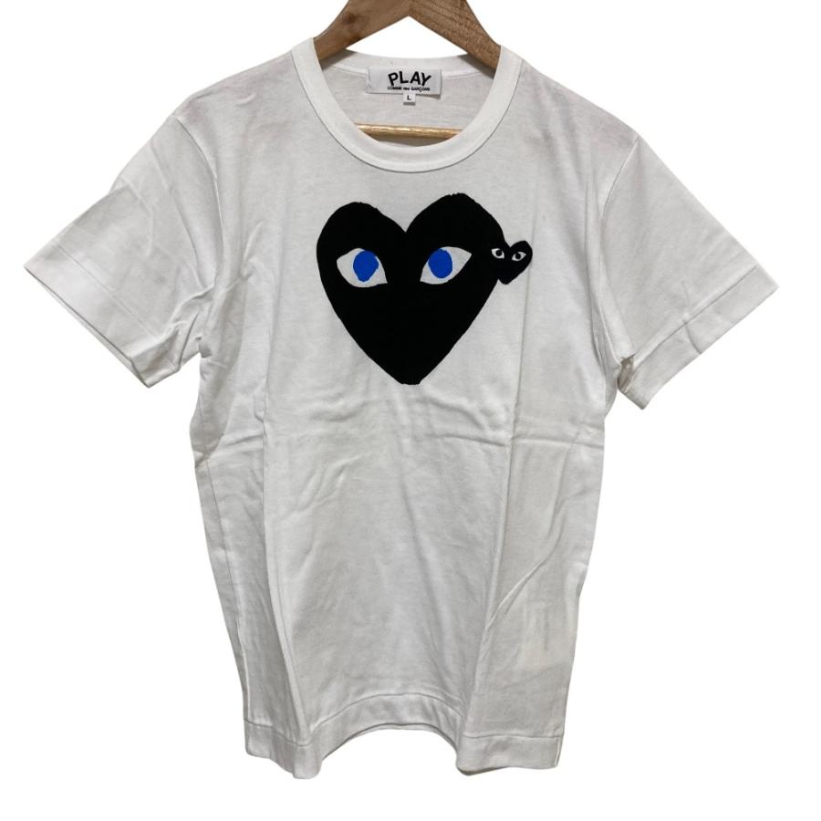 美品 PLAY COMME des GARCONS プレイコムデギャルソン ハートワッペン プリント 半袖 Tシャツ カットソー AZ-T087 L ホワイト レディース 古着 中古 USED PLAY COMME des GARCONS 美品 プレイコムデギャルソン ハートワッペン