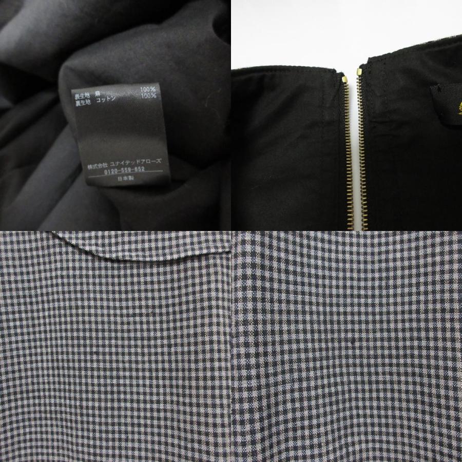 24SS Drawer M.SUMMER2 リネンチェック ワンピース DRAWER（ドゥロワー） 美品 24SS Drawer M.SUMMER2 チェック フレンチ