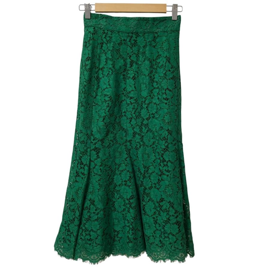 【美品】DOLCE&GABBANA 総レーススカート グリーン ロング 36 DOLCE&GABBANA（ドルチェ & ガッバーナ） 美品 ドルチェアンド