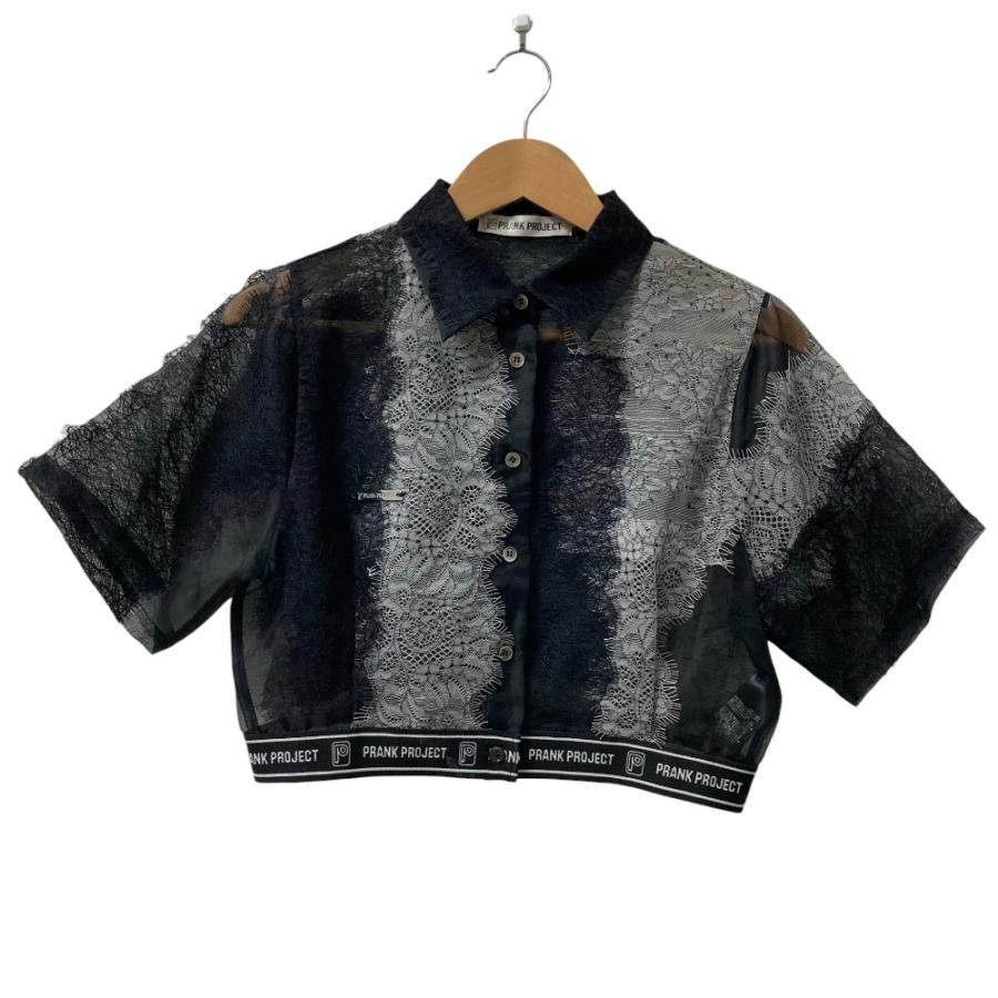美品 PRANK PROJECT プランクプロジェクト Lace Tape Shirt クロップドシャツ 31241316108 サイズF ブラック レディース 古着 中古 USED PRANK PROJECT（プランクプロジェクト） 美品 Lace Tape Shirt