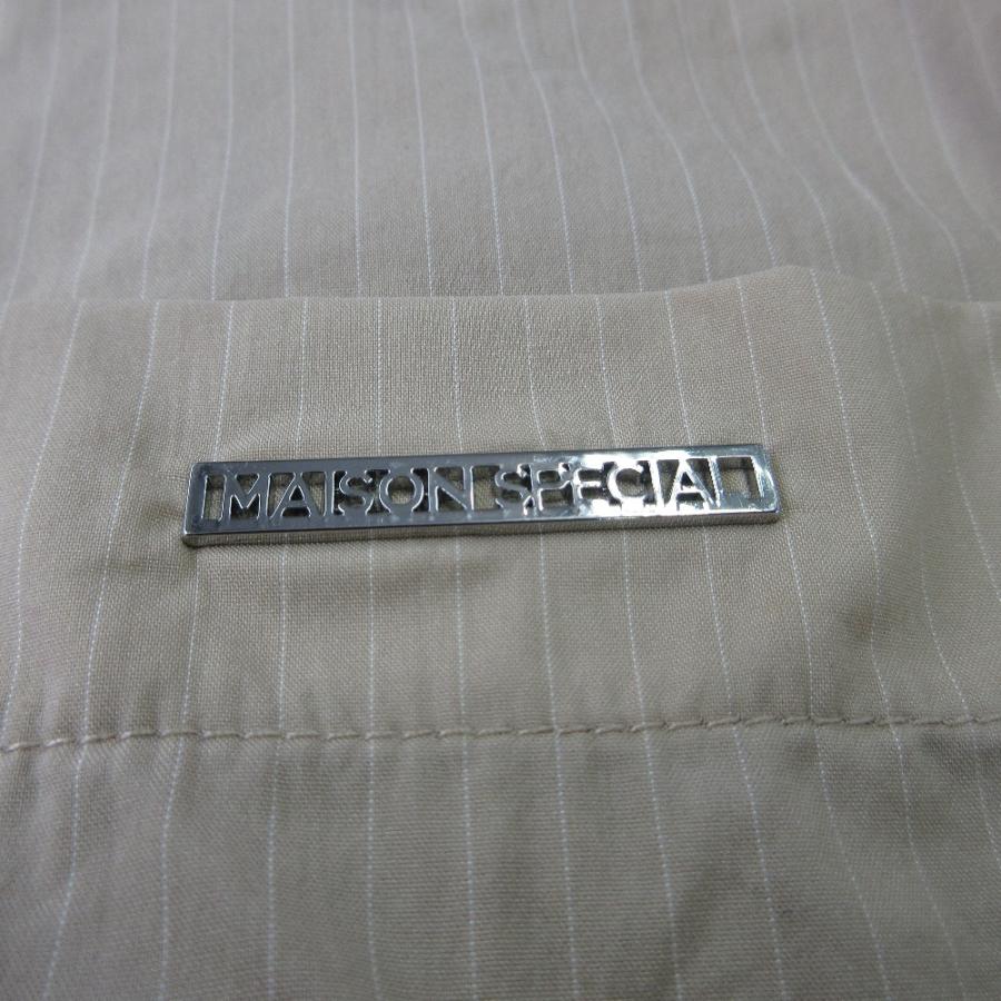 良品 MAISON SPECIAL メゾンスペシャル Stripe Drawstring Short Length Shirt 半袖 クロップド シャツ ブラウス Fサイズ ベージュ レディース 古着 中古 USED MAISON SPECIAL（メゾンスペシャル） 良品 Stripe Drawstring Short