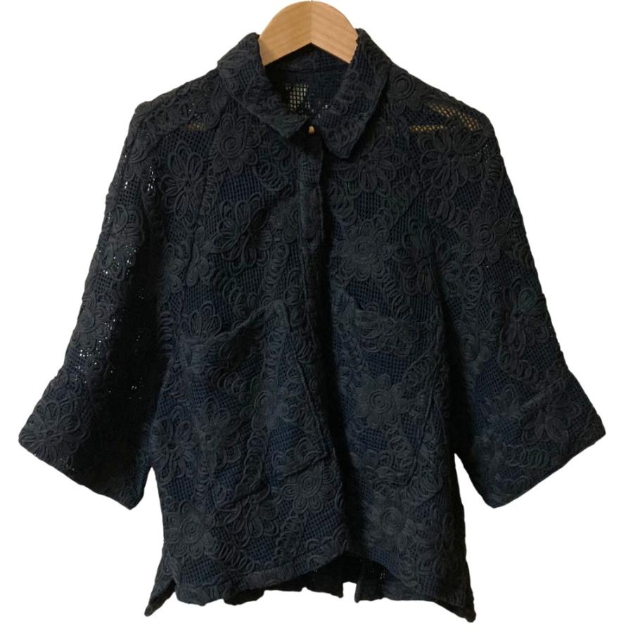 美品 24SS GRACE CONTINENTAL グレースコンチネンタル バックタックレースシャツ 0124101184 サイズ38 ブラック レディース 古着 中古 USED GRACE CONTINENTAL（グレースコンチネンタル） 美品 24SS GRACE