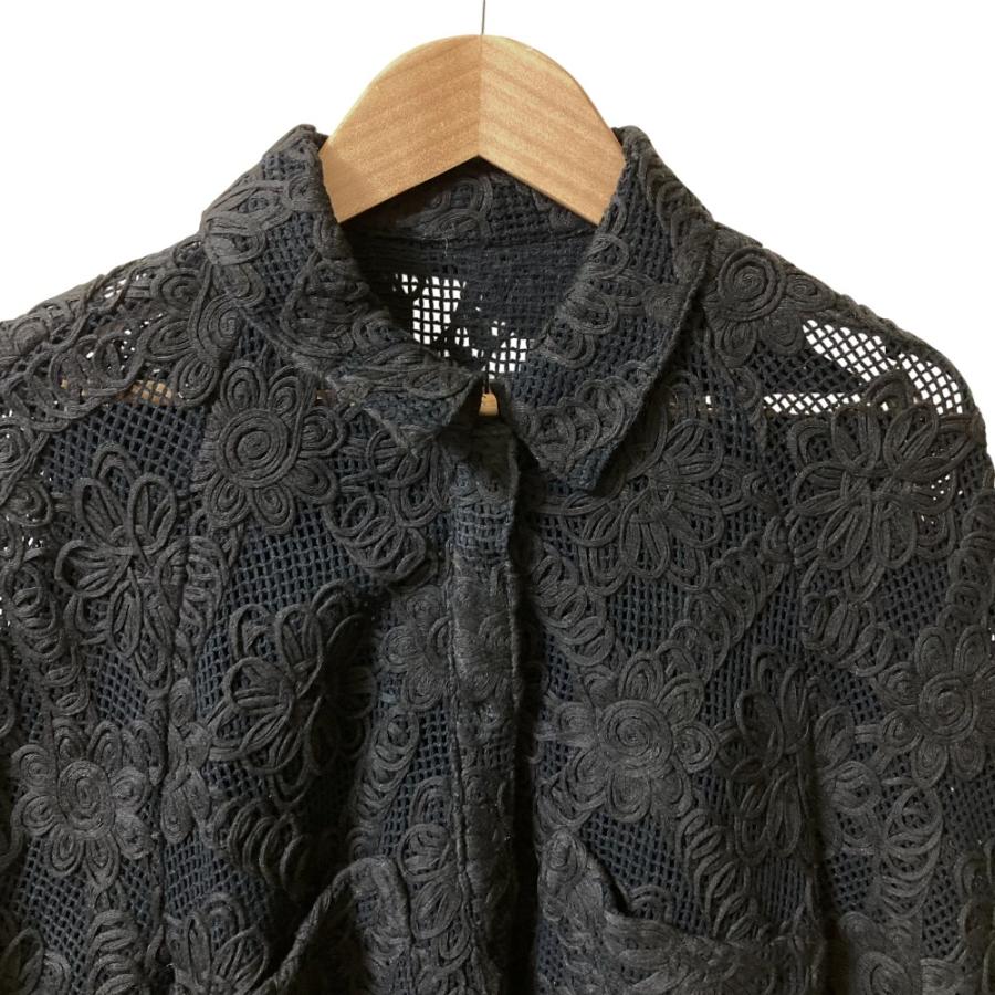 美品 24SS GRACE CONTINENTAL グレースコンチネンタル バックタックレースシャツ 0124101184 サイズ38 ブラック レディース 古着 中古 USED GRACE CONTINENTAL（グレースコンチネンタル） 美品 24SS GRACE