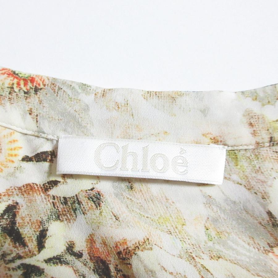Chloe（クロエ） 美品 シルク フリルスリーブ フラワープリント 