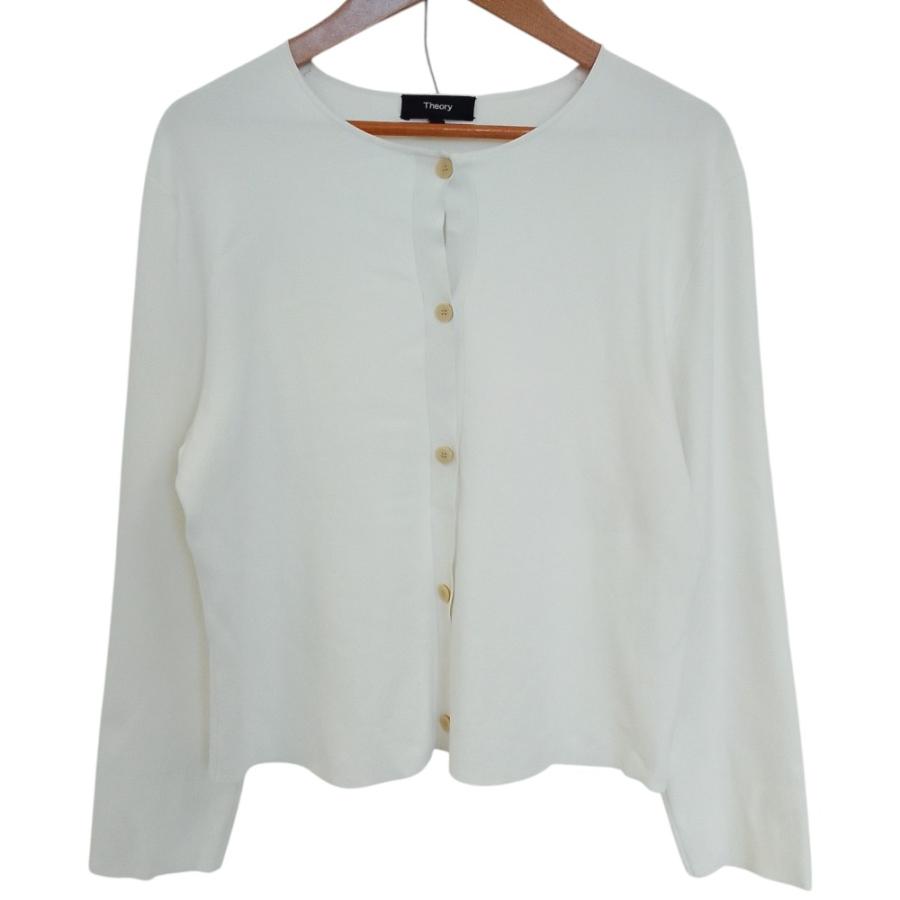 今季セオリーフード付きカーディガンSサイズ　アイボリー　knit double theory（セオリー） 良品 25SS Theory WOOSTER CREPE KNIT FITTED