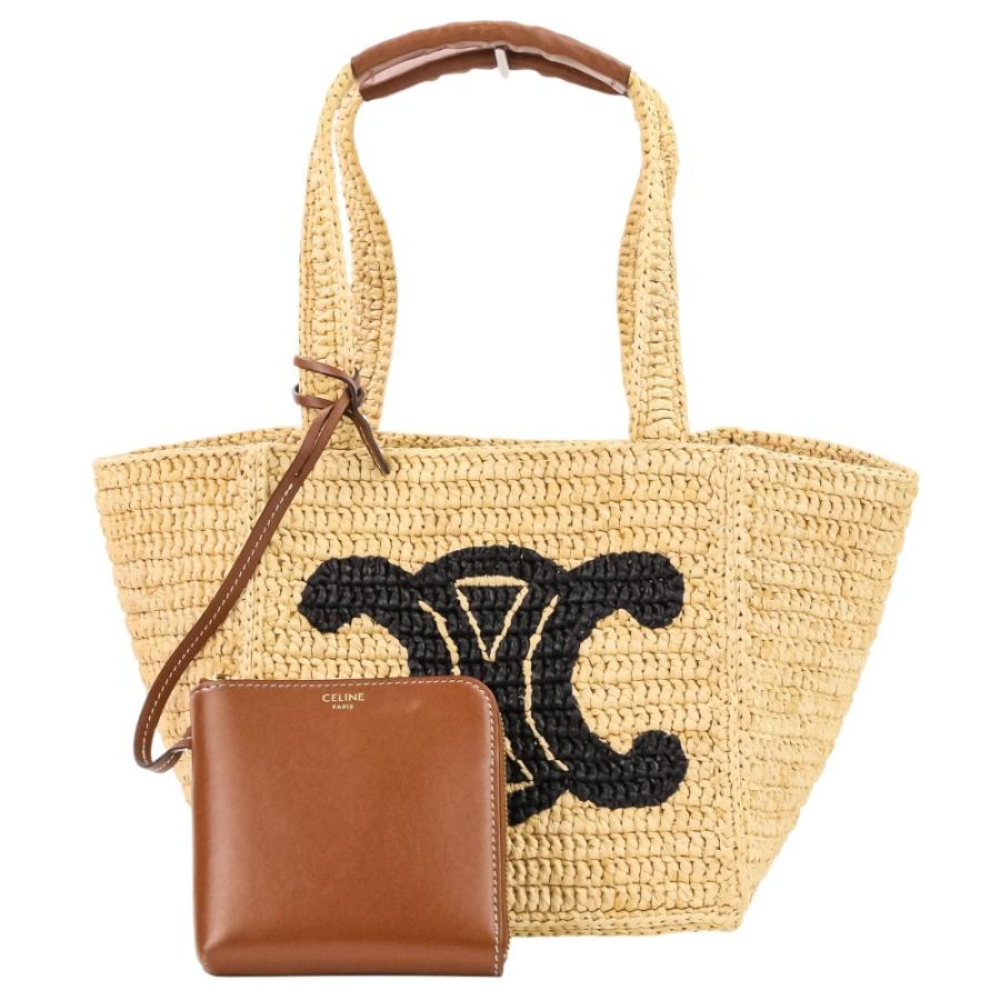 CELINE（セリーヌ） 美品 トリオンフ ラフィア キューブ バッグ 