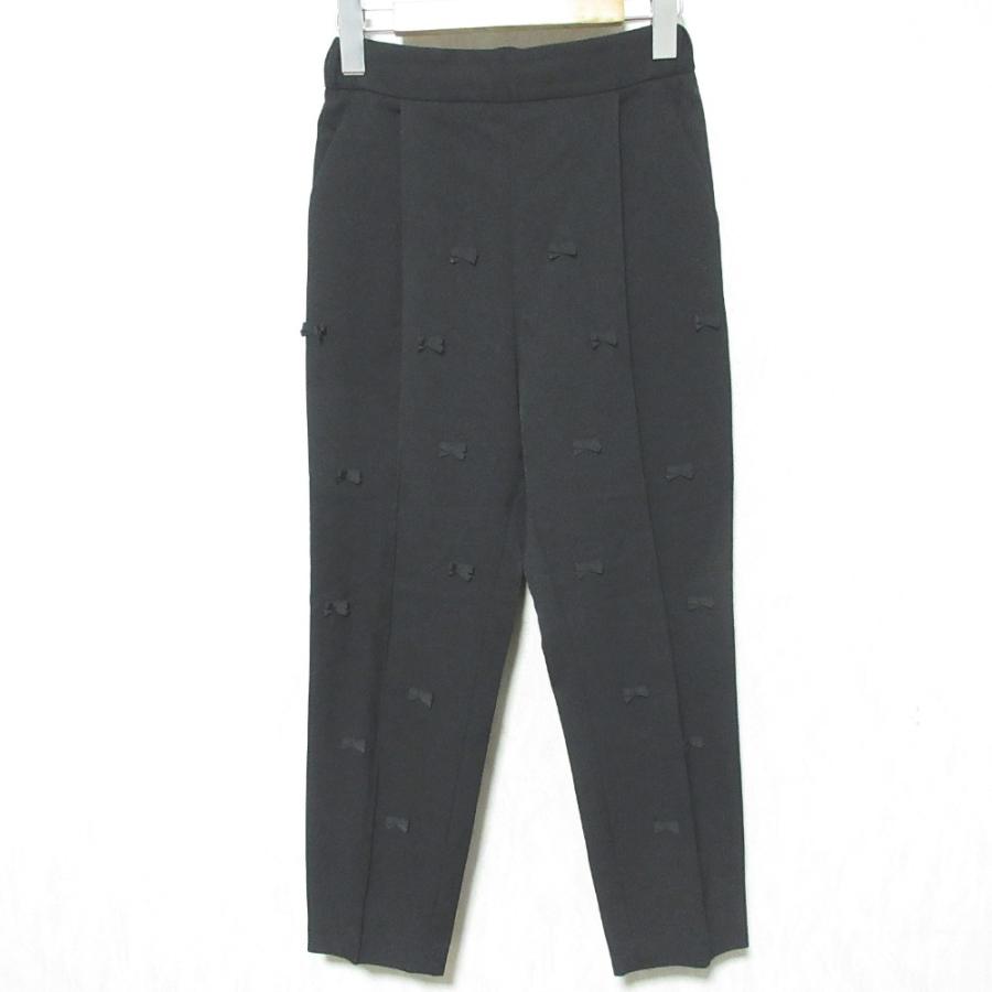 【美品】Heve ヘイブ　heve リボンドットパンツ　チャコール　36サイズ 美品 Heve ヘイヴ リボンドットパンツ HE10-0004-2F-3 サイズ36