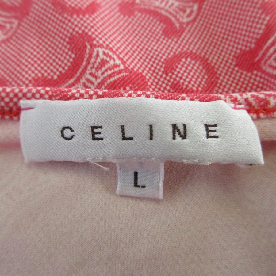 美品 CELINE セリーヌ モノグラム ロゴ 半袖 Tシャツ Ⅼサイズ ピンク  レディース 古着 中古 USED CELINE（セリーヌ） 美品 モノグラム ロゴ 半袖 Tシャツ ?サイズ