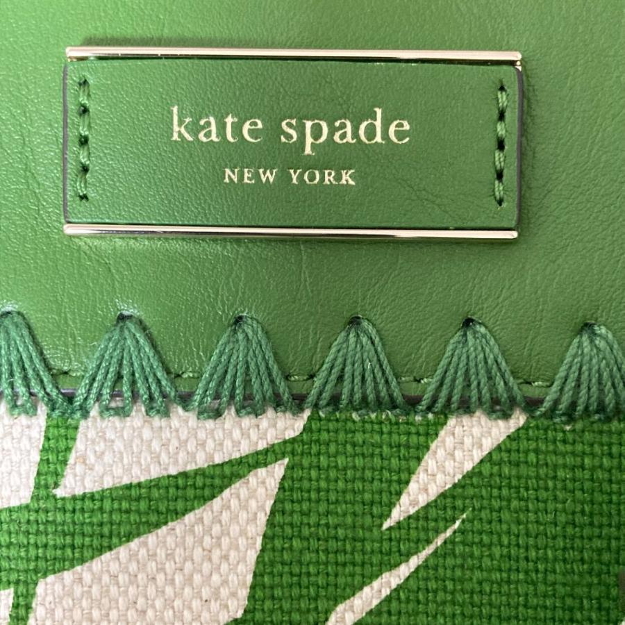 美品 Kate Spade ケイトスペード ヤシの葉プリント ビッグトートバッグ K7726 グリーン×アイボリー レディース 古着 中古_6