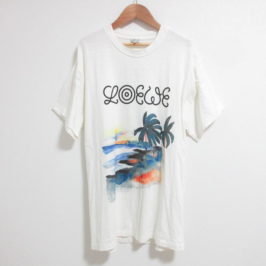 LOEWE ウォーターカラープリントTシャツ オフホワイト S LOEWE（ロエベ） 良品 ウォーター カラー プリント Tシャツ H6299982PC