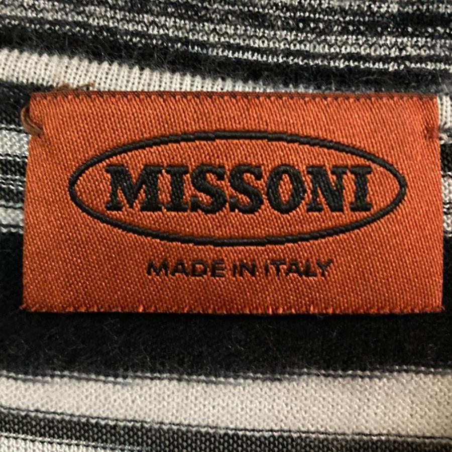 美品 Missoni ミッソーニ ボーダー カシミヤシルク ショートスリーブ ニットカットソー ブラックホワイト レディース 古着 中古 USED MISSONI - 美品 Missoni ミッソーニ ボーダー カシミヤシルク ショート