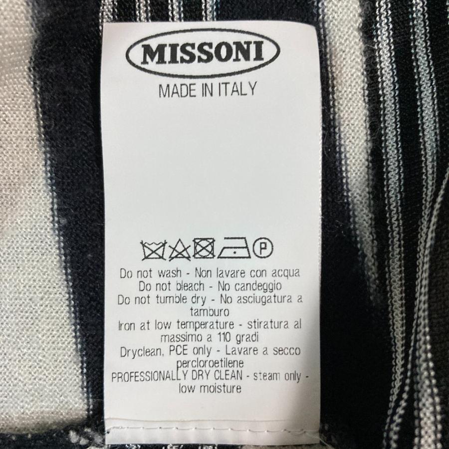 美品 Missoni ミッソーニ ボーダー カシミヤシルク ショートスリーブ ニットカットソー ブラックホワイト レディース 古着 中古 USED MISSONI - 美品 Missoni ミッソーニ ボーダー カシミヤシルク ショート